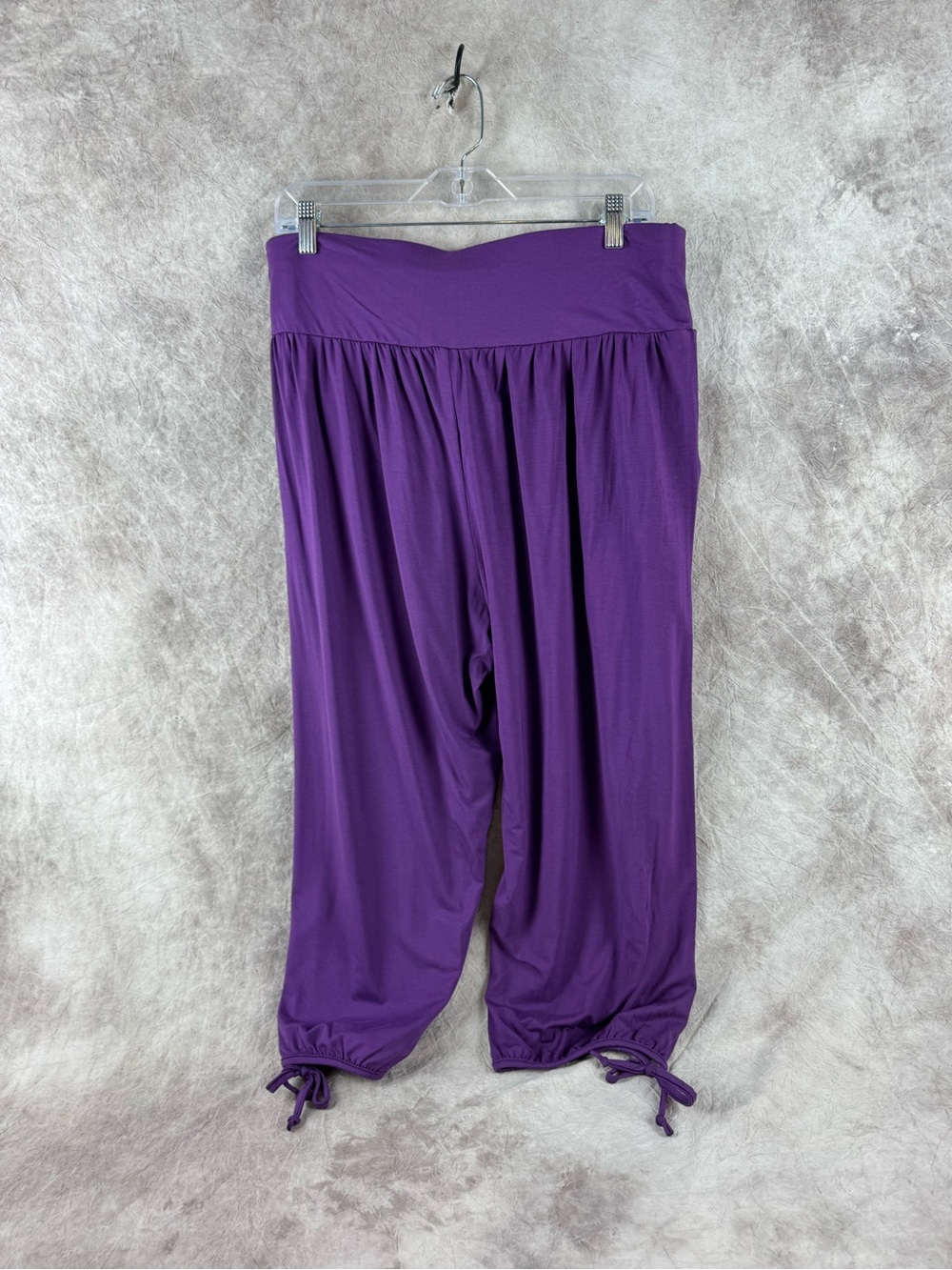 Purple Drawstring Hem Harem Pants. pull on yoga pants. 1X NWT